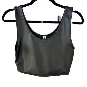 NWT  Black Faux Leather crop Top sz L